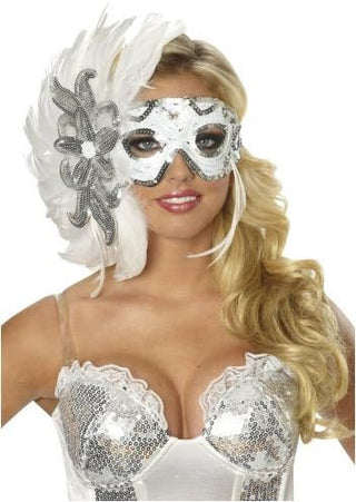 Womens Winter Eve Feather Eye Mask