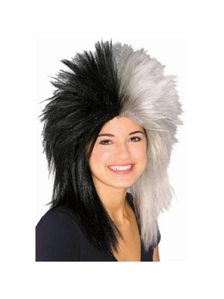 Sports Fan Black and White Wig-COSTUMEISH