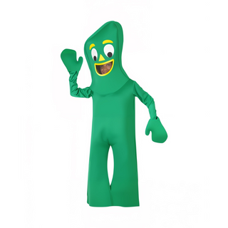 Funny, Green Bendy Clay Man Adult Costume, Halloween