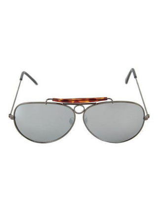 Aviator Sunglasses: Silver w/Metal Smoke Lens