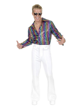 Camisa disco con purpurina múltiple para hombre adulto