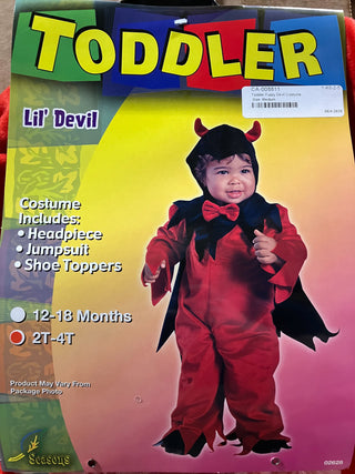 Toddler Fuzzy Devil Costume Size: Toddler 2T-4T