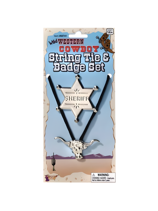 Cowboy String Tie & Badge Set