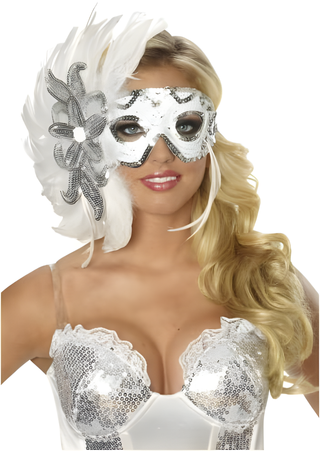 Womens Winter Eve Feather Eye Mask