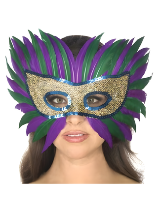 Adult Mardi Gras Feather Eye Mask