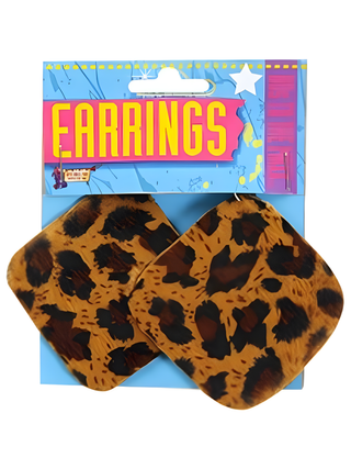 Adult 80's Style Leopard Print Earrings