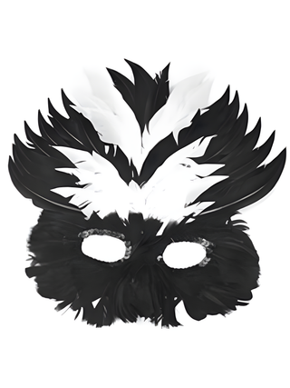 Adult Black & White Feather Eye Mask