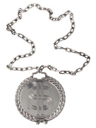 Big Bling Medallion on Chain Costume Accessory
