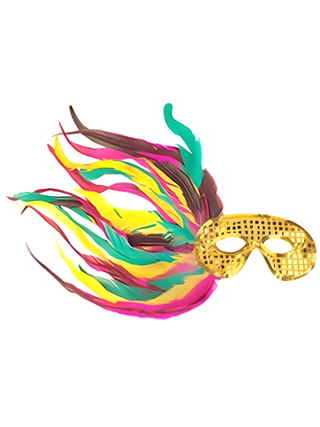 Adult Gold Sequin Side Feather Eye Mask