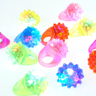 LED Light Up Jelly Rubber Rings Pack of 5 Squishy rings for parties, events, or rewards.