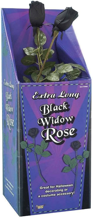 Rosa negra con tallo para disfraces de Halloween