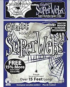 Jumbo White Spider Web w/ 4 Spiders