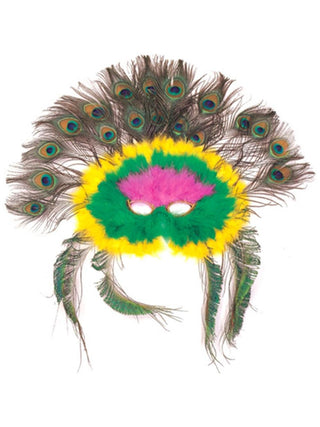 Adult Colorful Feather Peacock Eye Mask-COSTUMEISH