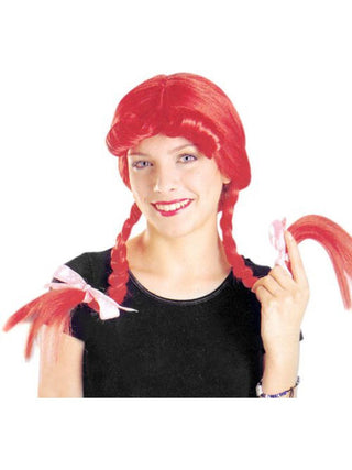 Adult Pig Tail with Bow Wig-COSTUMEISH