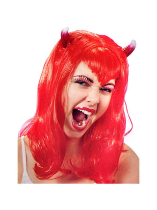 Adult Women's Devilina Wig w/ Horns-COSTUMEISH