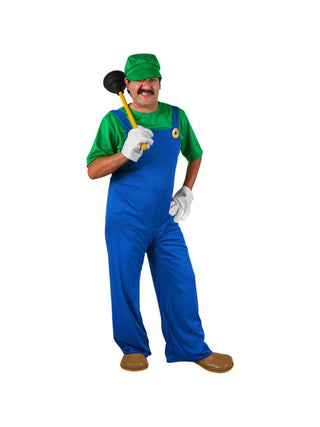 Adult Plumber Brothers Green Costume-COSTUMEISH