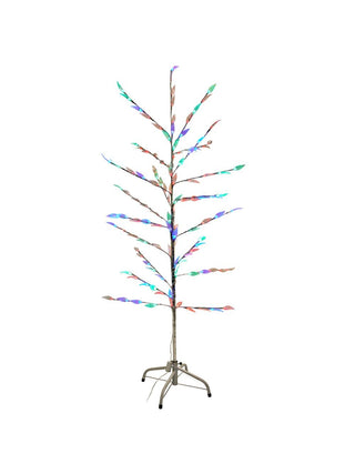 Silver 58" Retro Artificial Christmas Tree w/ Light Up Leaves-COSTUMEISH