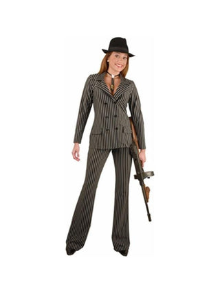Adult Wide Striped Gangster Costume-COSTUMEISH
