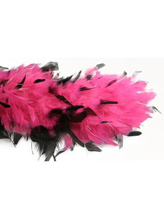 Pink/Black W/Tinsel Feather Boa-COSTUMEISH