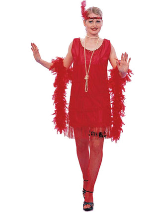 Adult Roaring 20s Red Flapper Gatsby Dress-COSTUMEISH