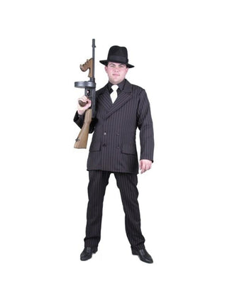 Adult Black/White Gangster Suit Costume-COSTUMEISH