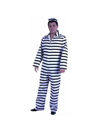 Adult Striped Prison Costume-COSTUMEISH