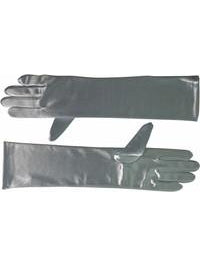 Light Blue Satin Elbow Length Gloves-COSTUMEISH