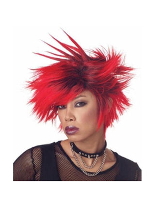 Women's Black & Red Spiked Wig-COSTUMEISH