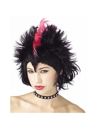 Women's Black & Pink Mohawk Wig-COSTUMEISH