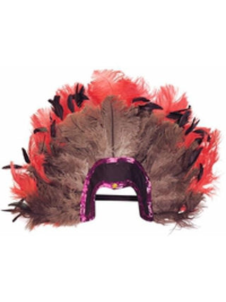 Adult Red & Black Feather Headpiece-COSTUMEISH