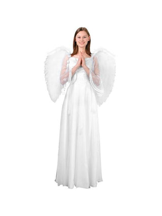 Adult Large White Feather Angel Wings-COSTUMEISH