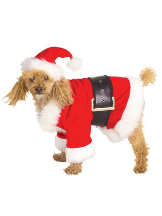 Velour Santa Dog Costume-COSTUMEISH