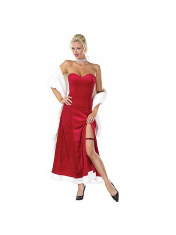 Red Starlet Dress Costume with Faux Fur Trim — Women's – Masquerade Red Starlet Dress Costume with Faux Fur Trim — Women's – Masquerade