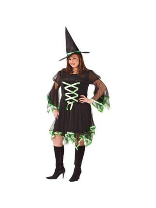 Adult Plus Size Sexy Ribbon Witch Costume-COSTUMEISH