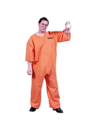 Adult Plus Size Orange Prison Suit Costume-COSTUMEISH