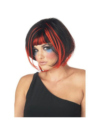 Black/Red Party Girl Wig-COSTUMEISH