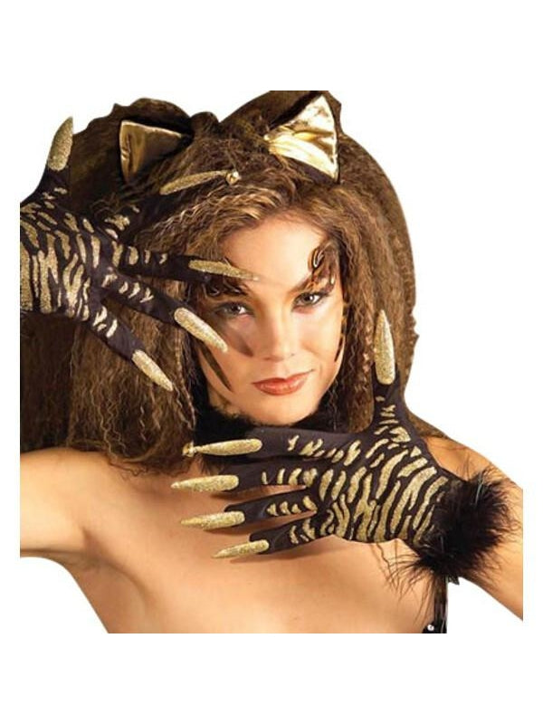 tiger handschuhe Adult Tiger Gloves With Nails, Adult Unisex, White