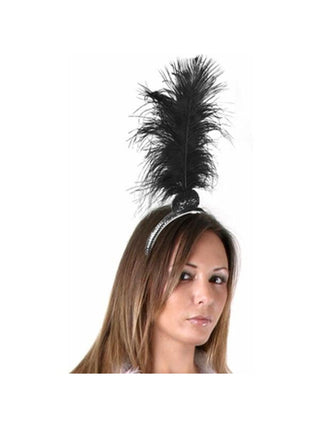 Black 20's Flapper Feather Headpiece-COSTUMEISH