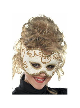 White Baroque Venetian Eyemask-COSTUMEISH