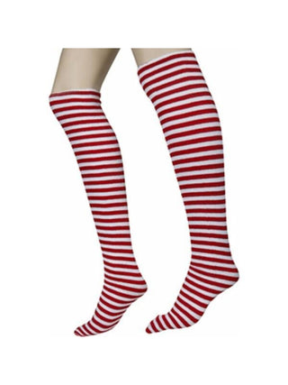 Red & White Striped Socks-COSTUMEISH