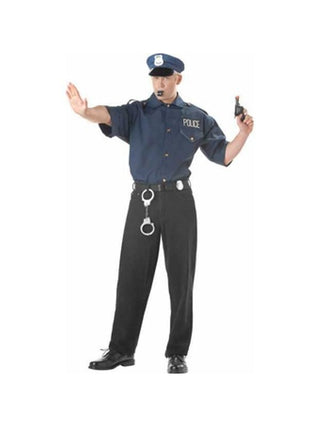 Adult Cop Shirt And Hat Costume-COSTUMEISH