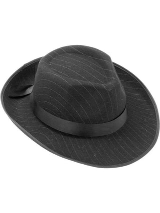 Adult Pin Striped Gangster Fedora Hat-COSTUMEISH