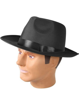 Adult Black Silk Gangster Hat-COSTUMEISH