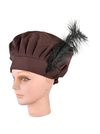 Womans Brown Hat With Feather-COSTUMEISH
