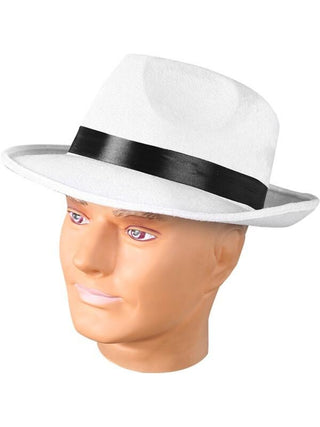 Adult White Fedora Gangster Hat-COSTUMEISH