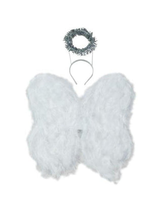 Child's White Angel Wings with Halo-COSTUMEISH