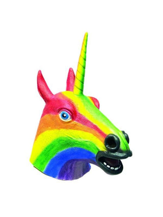 Latex Rainbow Unicorn Mask-COSTUMEISH