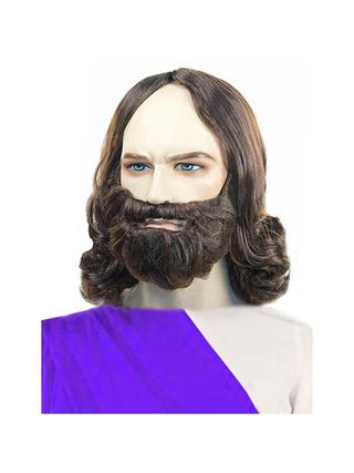 Men's Quality Brown Biblical Jesus Wig and Beard Set-COSTUMEISH