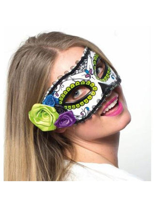 Day of Dead Mask with Flower Trim-COSTUMEISH