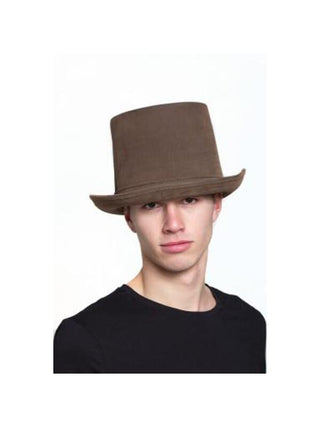 Brown "Leatherlike" Steampunk Top Hat-COSTUMEISH